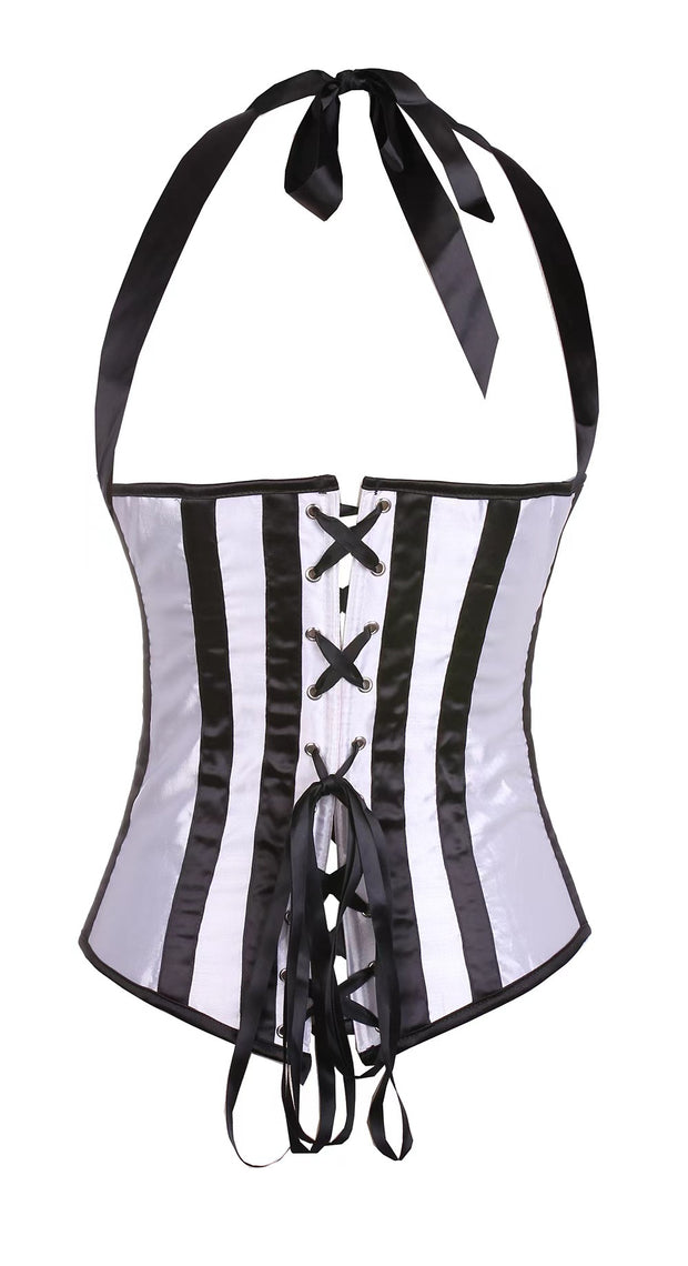 Black & White Stripe Underbust Corset
