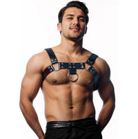 Faux Leather Chest Harness Belt with Metal Buckles
