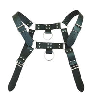 Faux Leather Chest Harness Belt with Metal Buckles