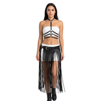 Faux leather skirt Harness and Fringe belt