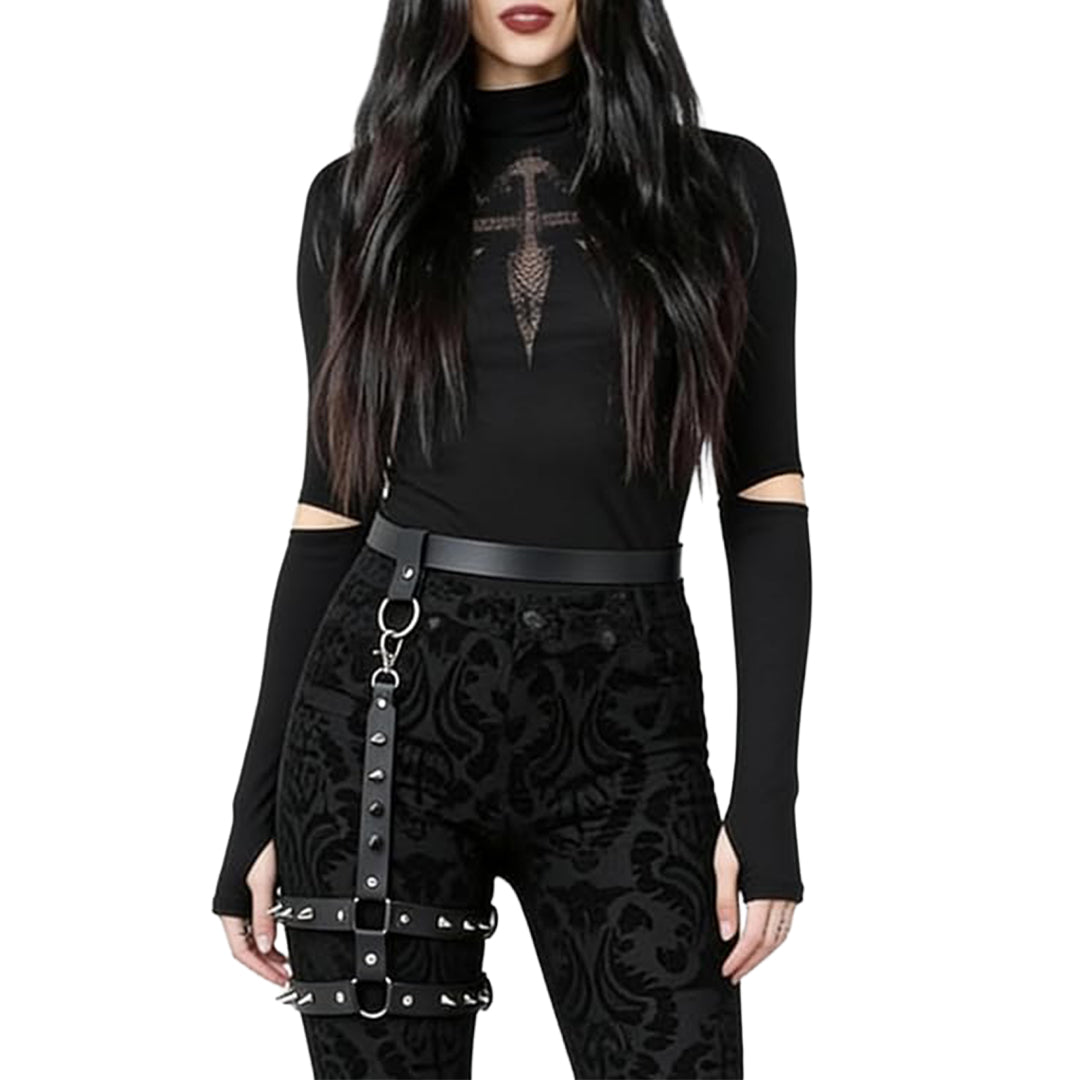 Alloy Spikes PU Leather Thigh Harness