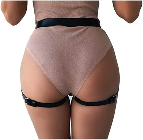 PU Leather Waist Harness & Leg Garters
