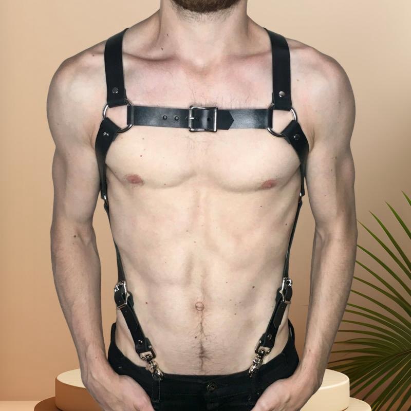 PU Leather Chest Body Steampunk Belt  Harness