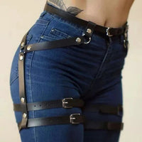 Buckled PU Leather Body Harness/ Garter Belt