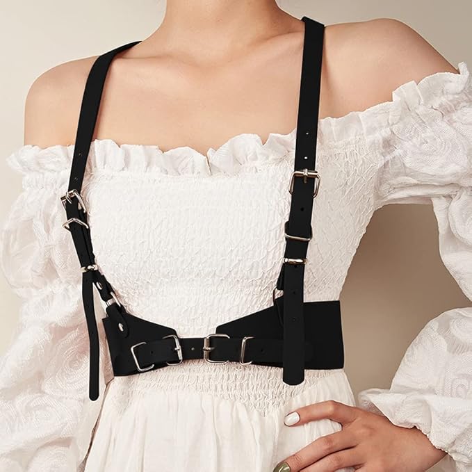 PU Leather Chest & Waist Harness Single Belt