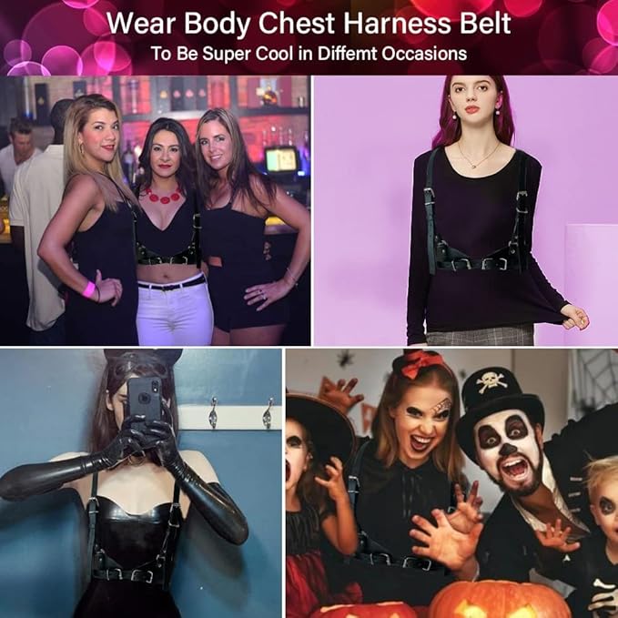 PU Leather Chest & Waist Harness Single Belt