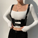 PU Leather Harness Belt With Corset Vest