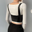 PU Leather Harness Belt With Corset Vest