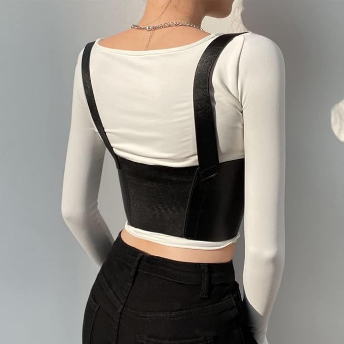 PU Leather Harness Belt With Corset Vest
