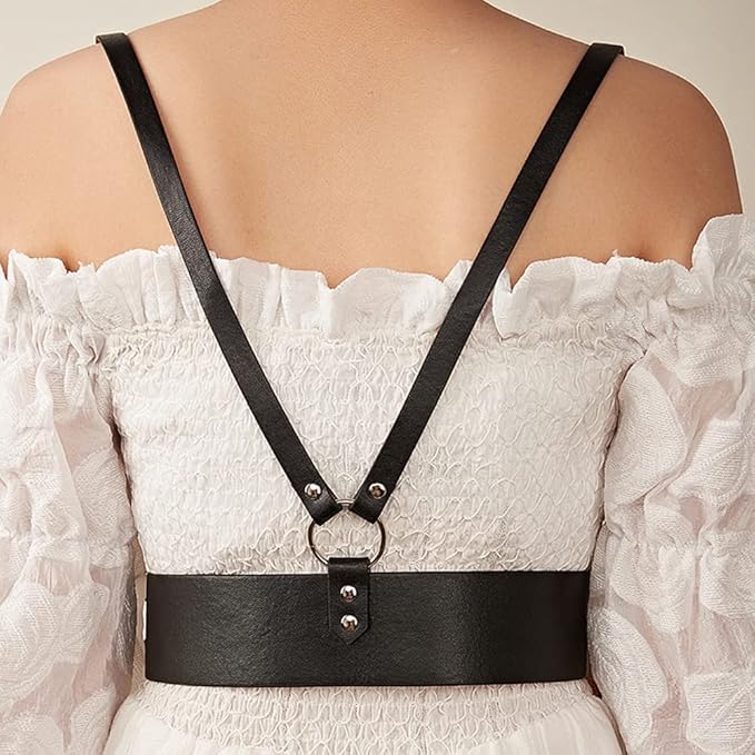PU Leather Body & Bra Harness Double Belt