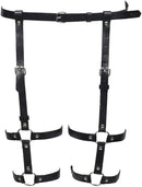 PU Leather Double Cross Garter Belt Harness