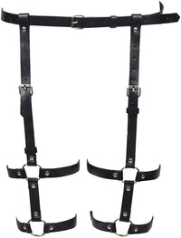 PU Leather Double Cross Garter Belt Harness