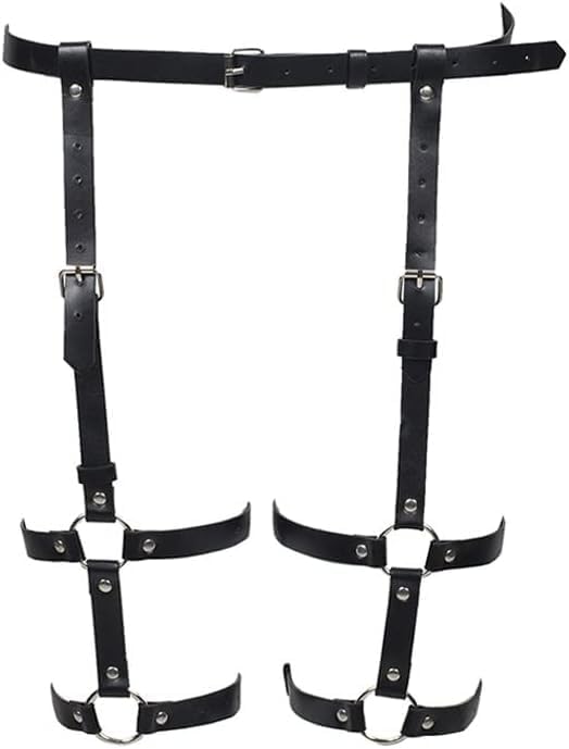 PU Leather Double Cross Garter Belt Harness