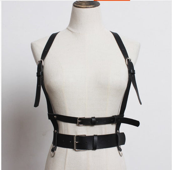 PU Leather Corset Suspender Harness