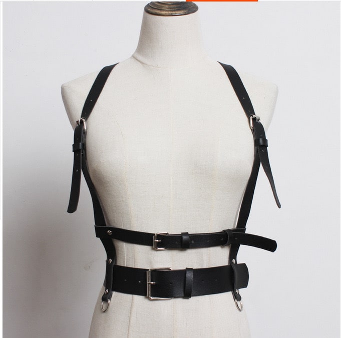 PU Leather Corset Suspender Harness