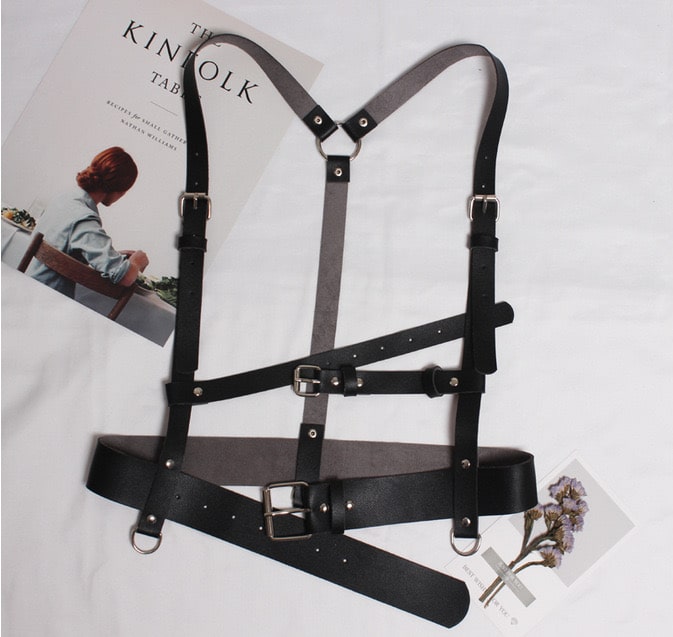 PU Leather Corset Suspender Harness