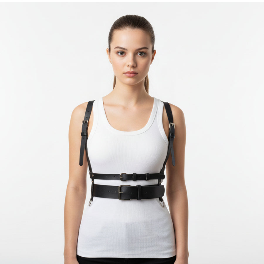 PU Leather Corset Suspender Harness