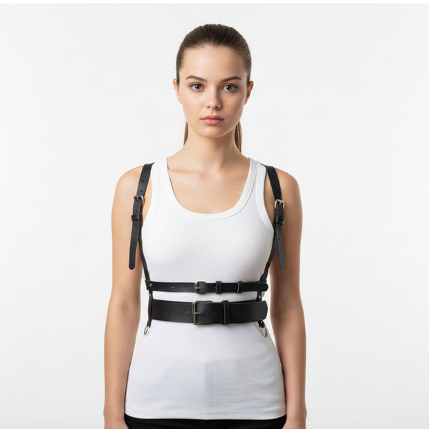 PU Leather Corset Suspender Harness