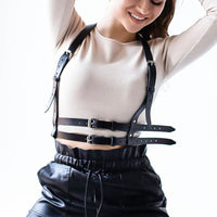 PU Leather Y Suspender Body Harness