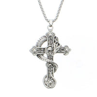 Skull, Cross & Snake Pendant Chain Necklace