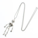Long Dangly Silver Skeleton Chain Necklace