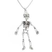 Long Dangly Silver Skeleton Chain Necklace