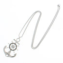 Silver Anchor & Wheel Pendant on Chain Necklace