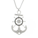 Silver Anchor & Wheel Pendant on Chain Necklace
