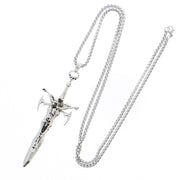 Skeleton on Sword Chain Necklace