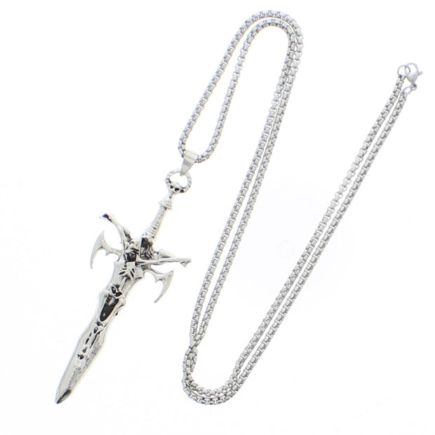 Skeleton on Sword Chain Necklace