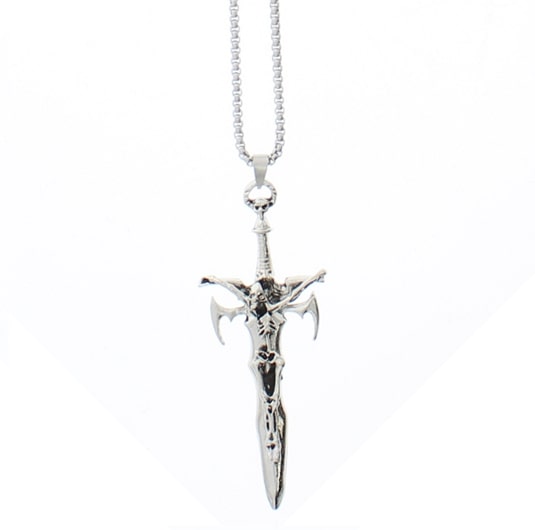 Skeleton on Sword Chain Necklace