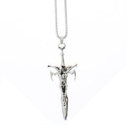 Skeleton on Sword Chain Necklace