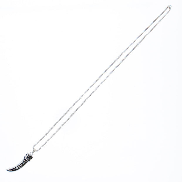 Engraved Black & Silver Dagger Chain Necklace