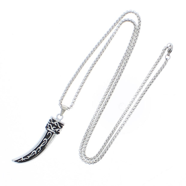 Engraved Black & Silver Dagger Chain Necklace
