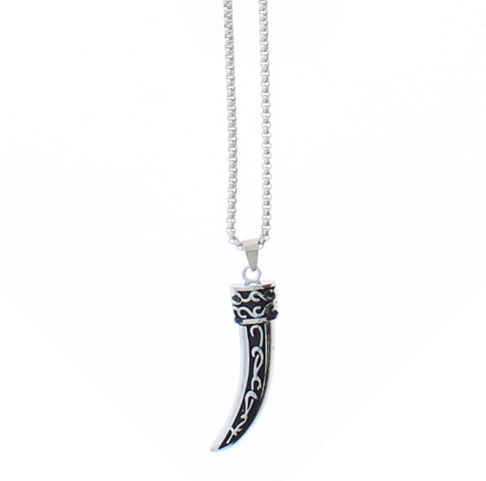 Engraved Black & Silver Dagger Chain Necklace