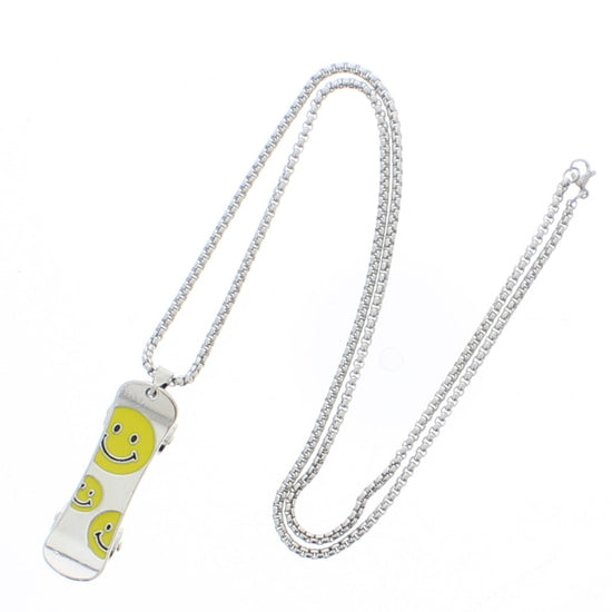 Smiley Face Skateboard Chain Necklace