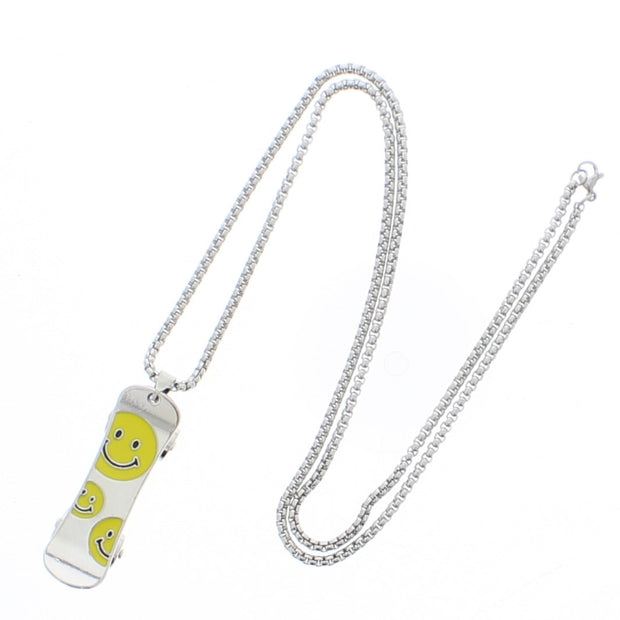 Smiley Face Skateboard Chain Necklace