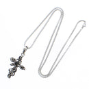 Skulls, Snake & Cross Chain Necklace with Black Diamante Stone