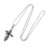 Skulls, Snake & Cross Chain Necklace with Black Diamante Stone