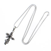 Skulls, Snake & Cross Chain Necklace with Black Diamante Stone