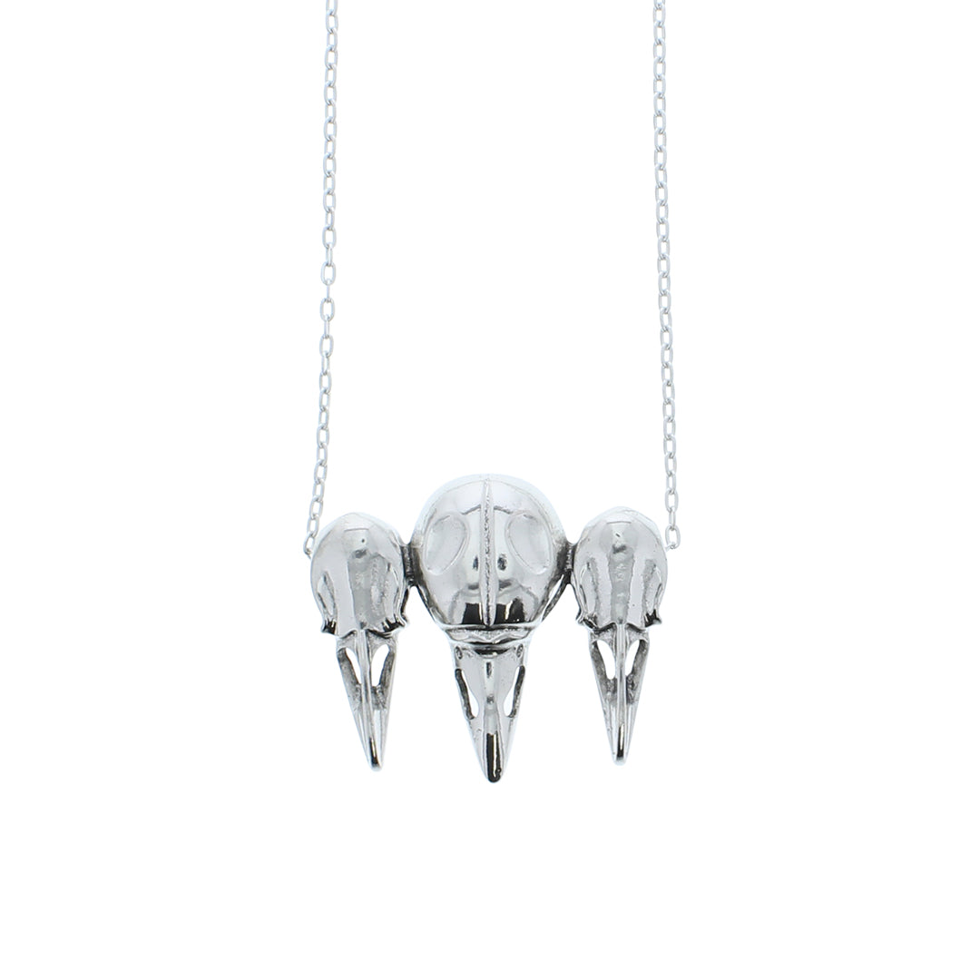 Metal 3D Triple Raven Skull Chain