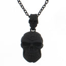 Black Matte Finish Engraved Skull Pendant Necklace