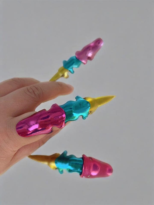 Metallic Multicolour Full Finger Ring