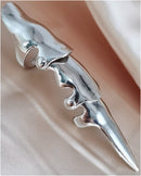 Metallic Silver Full Finger Ring