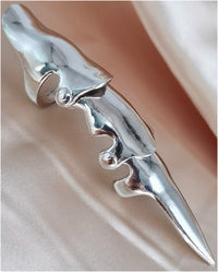Metallic Silver Full Finger Ring