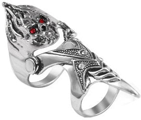 Red Eye Flaming Skull Finger Knuckle Ring