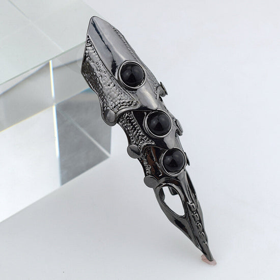 Black Stone Full Finger Knuckle Ring