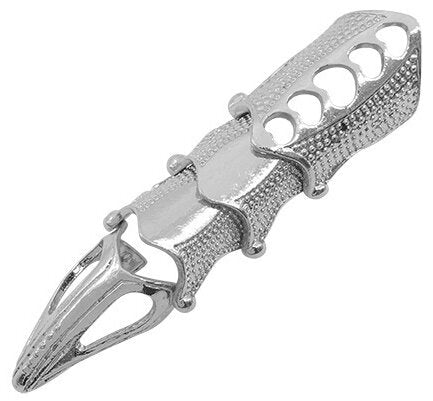 Scaled Silver Full Finger Knuckle Ring