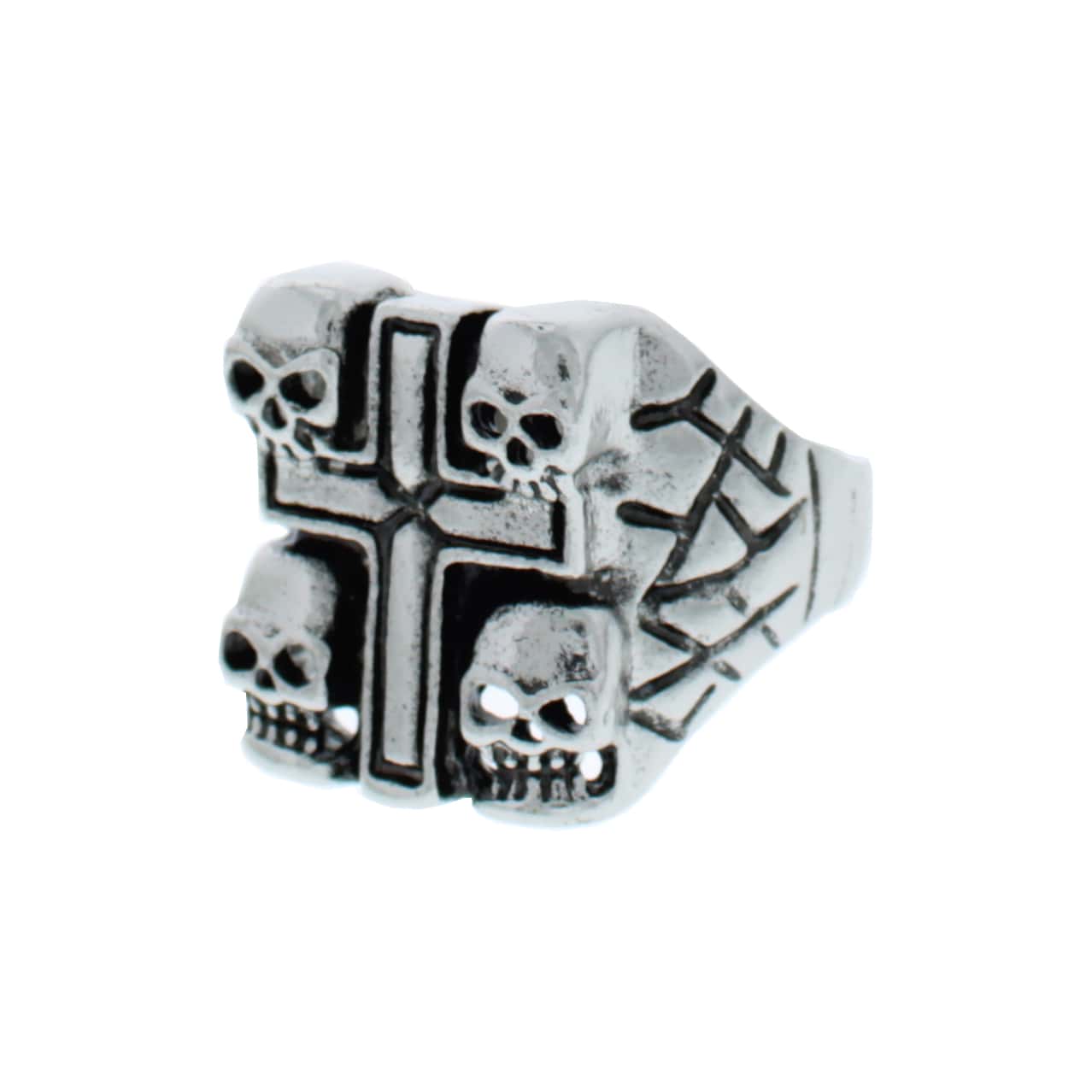 Mini Skulls & Cross Ring with Snake Skin Effect