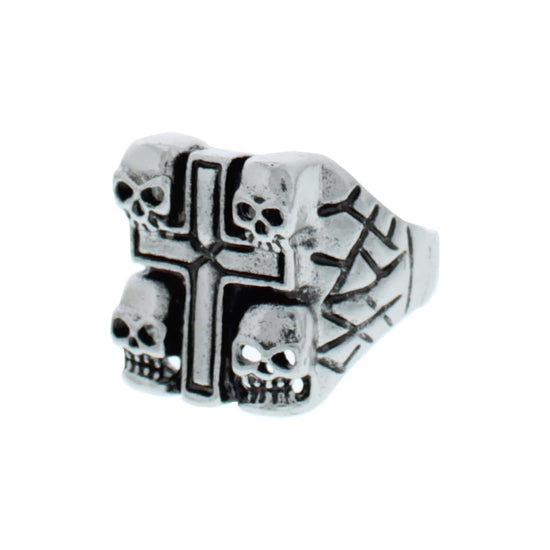 Mini Skulls & Cross Ring with Snake Skin Effect